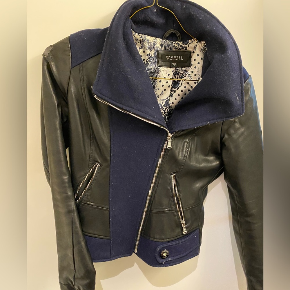 Guess Leather Wool Jacket in Small